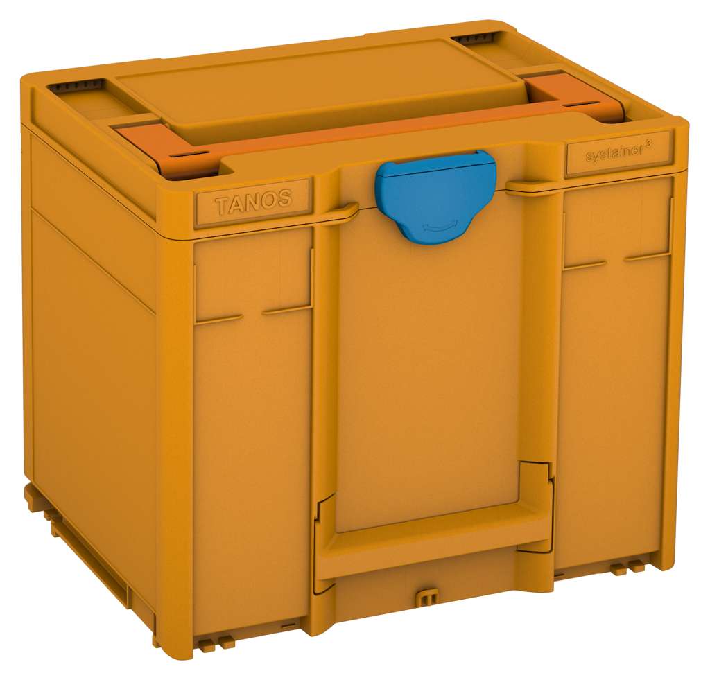 Systainer³ M 337, Daffodil Yellow with Deep Orange lid handle and Sky Blue catches