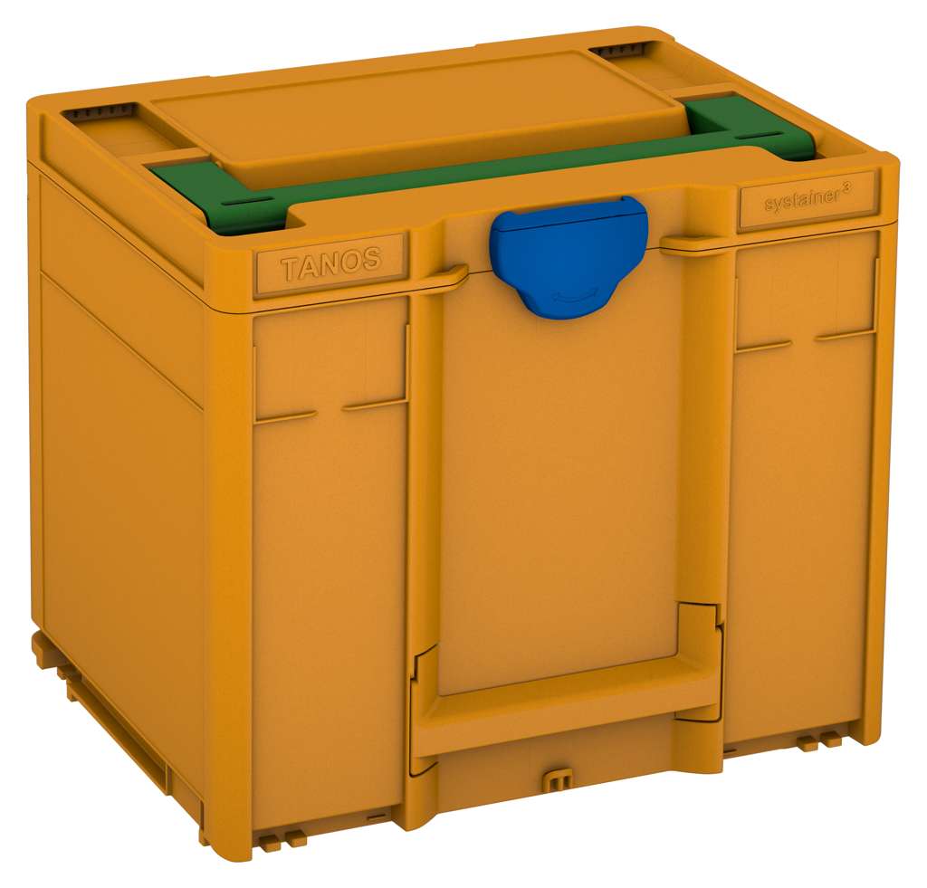 Systainer³ M 337, Daffodil Yellow with Emerald Green lid handle and Signal Blue catches