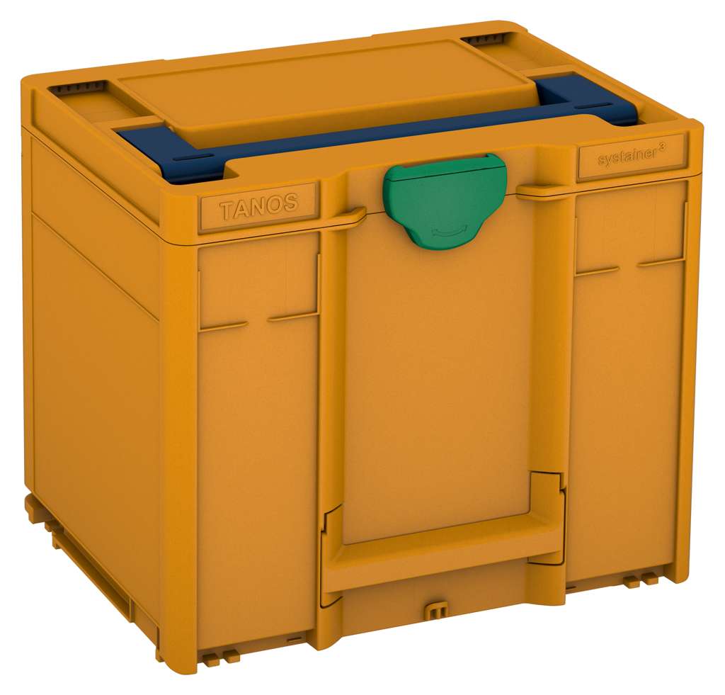 Systainer³ M 337, Daffodil Yellow with Sapphire Blue lid handle and Signal Green catches