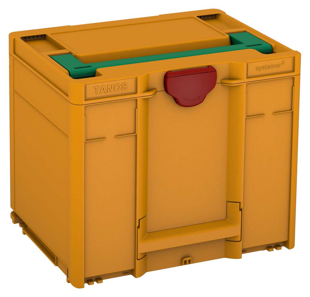 Systainer³ M 337, Daffodil Yellow with Signal Green lid handle and Carmine Red catches