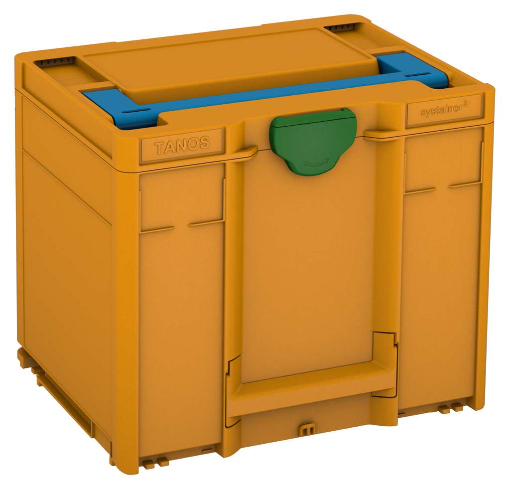 Systainer³ M 337, Daffodil Yellow with Sky Blue lid handle and Emerald Green catches