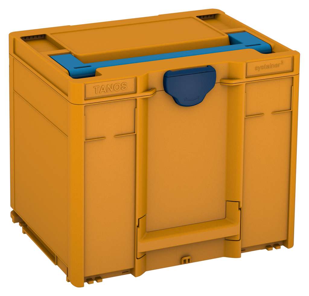 Systainer³ M 337, Daffodil Yellow with Sky Blue lid handle and Sapphire Blue catches