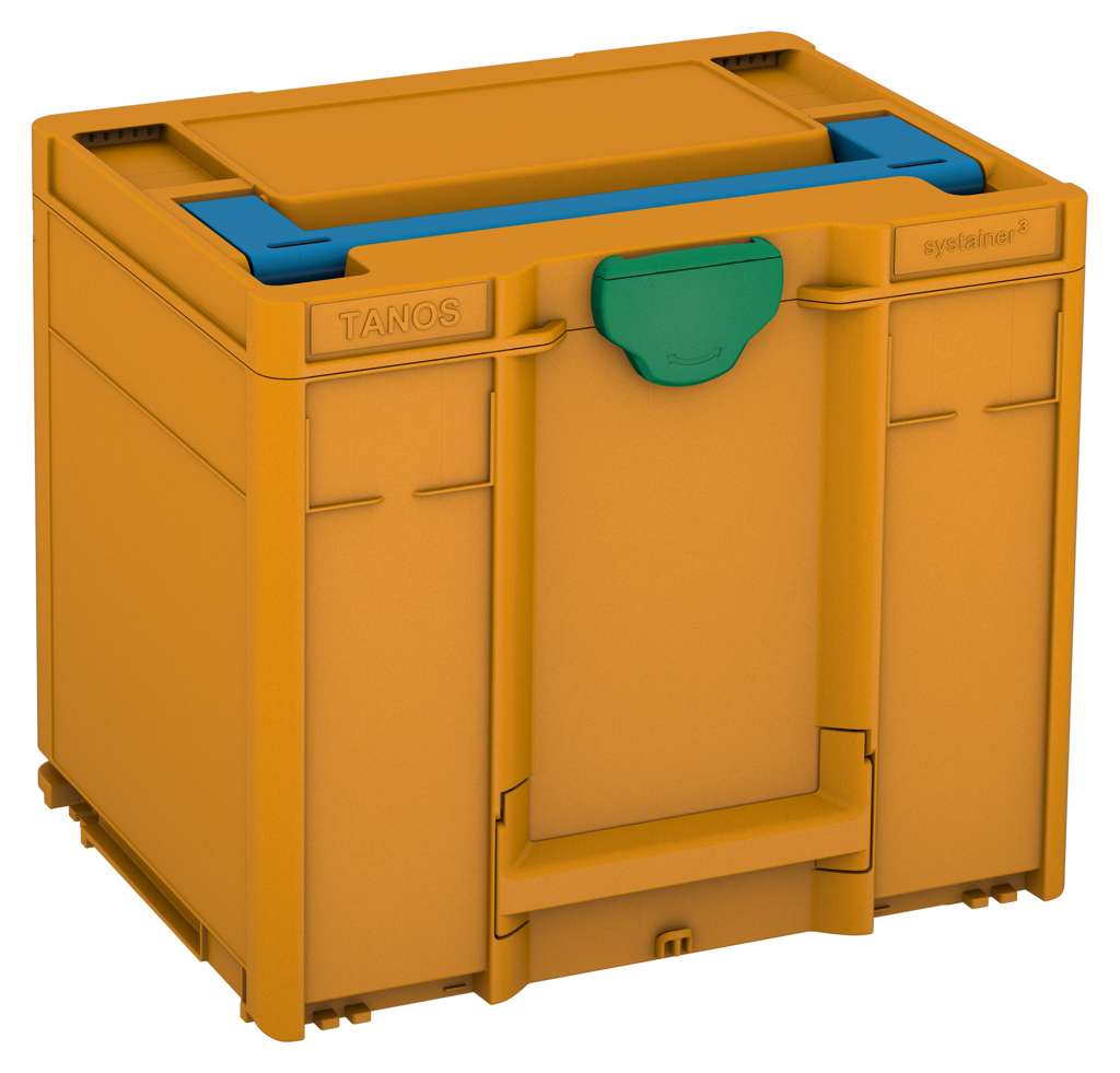 Systainer³ M 337, Daffodil Yellow with Sky Blue lid handle and Signal Green catches