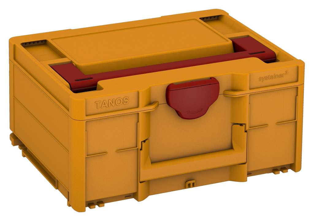 Systainer³ M 187, Daffodil Yellow with Carmine Red lid handle and Carmine Red catches