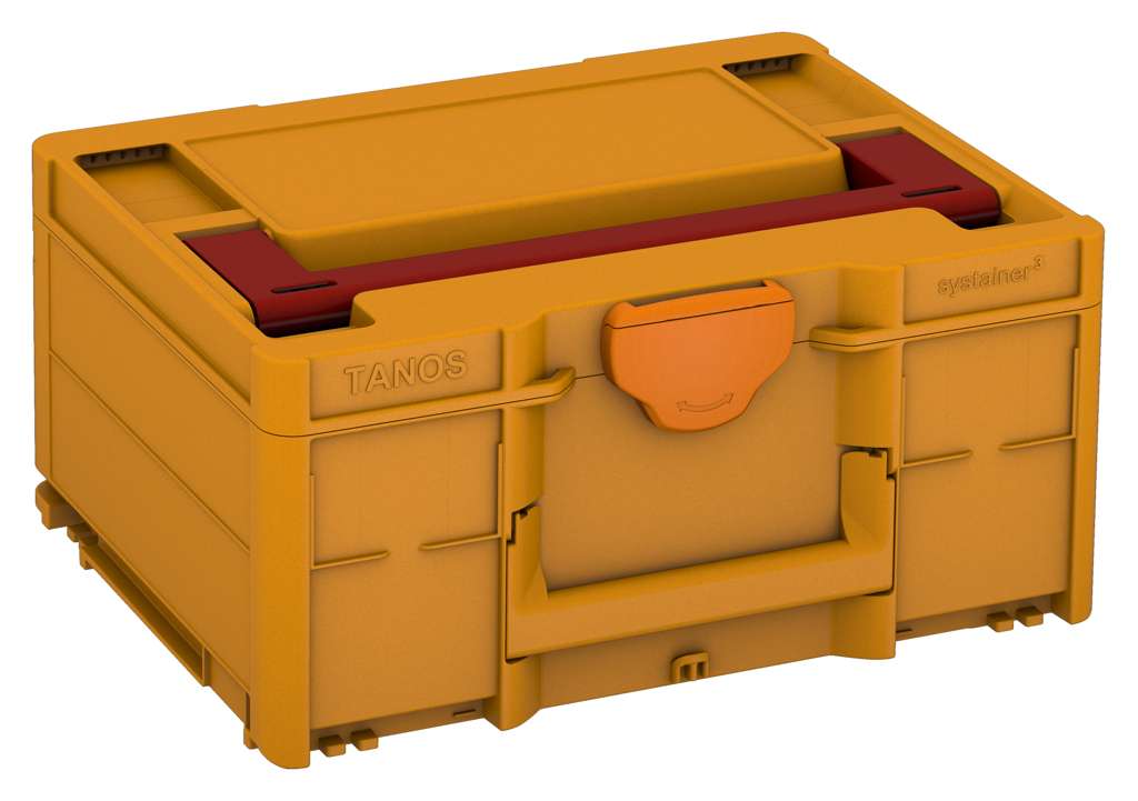 Systainer³ M 187, Daffodil Yellow with Carmine Red lid handle and Deep Orange catches