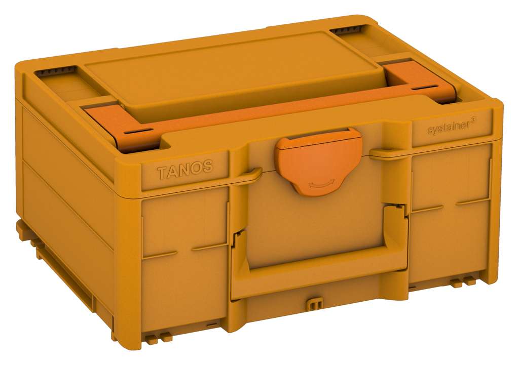 Systainer³ M 187, Daffodil Yellow with Deep Orange lid handle and Deep Orange catches