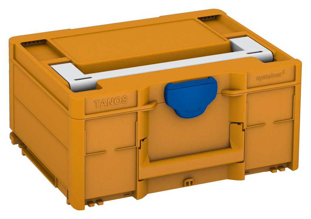 Systainer³ M 187, Daffodil Yellow with Light Grey lid handle and Signal Blue catches