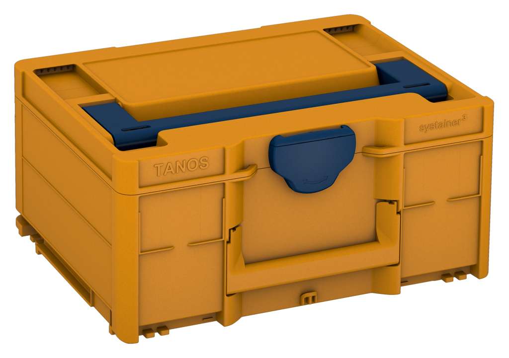 Systainer³ M 187, Daffodil Yellow with Sapphire Blue lid handle and Sapphire Blue catches