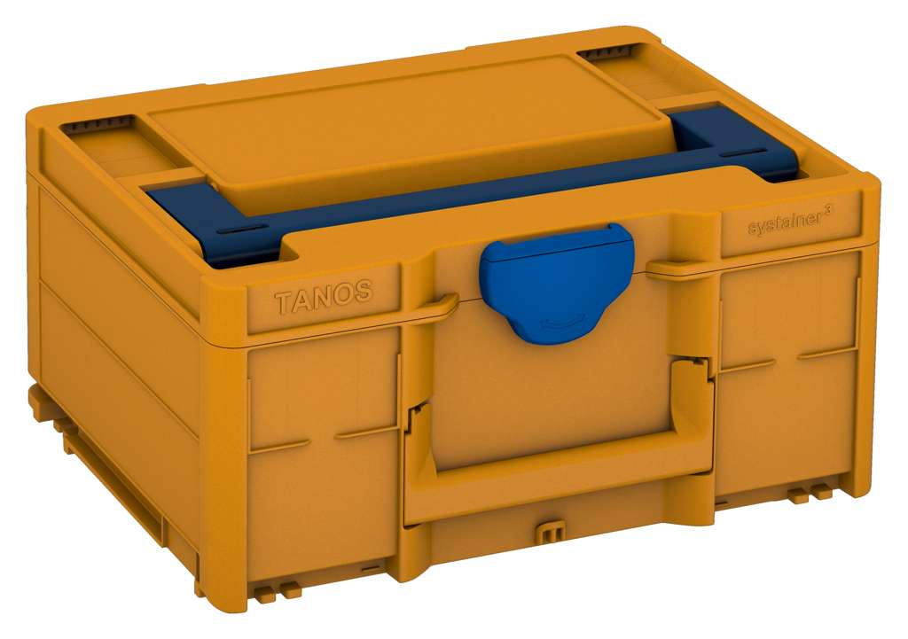 Systainer³ M 187, Daffodil Yellow with Sapphire Blue lid handle and Signal Blue catches