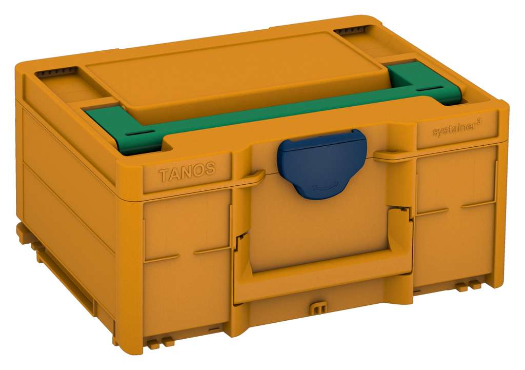 Systainer³ M 187, Daffodil Yellow with Signal Green lid handle and Sapphire Blue catches