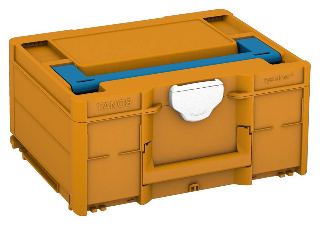 Systainer³ M 187, Daffodil Yellow with Sky Blue lid handle and White catches