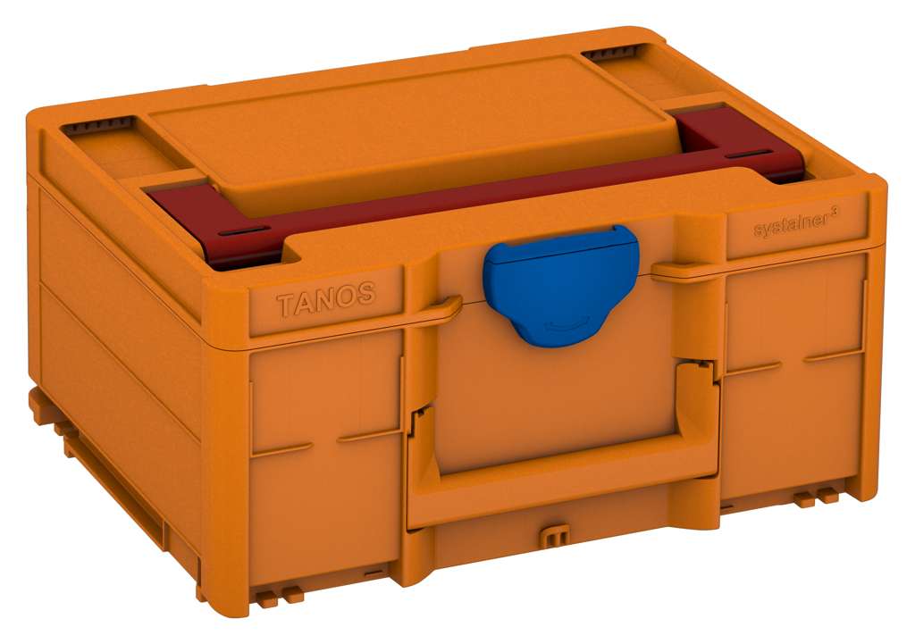 Systainer³ M 187, Deep Orange with Carmine Red lid handle and Signal Blue catches