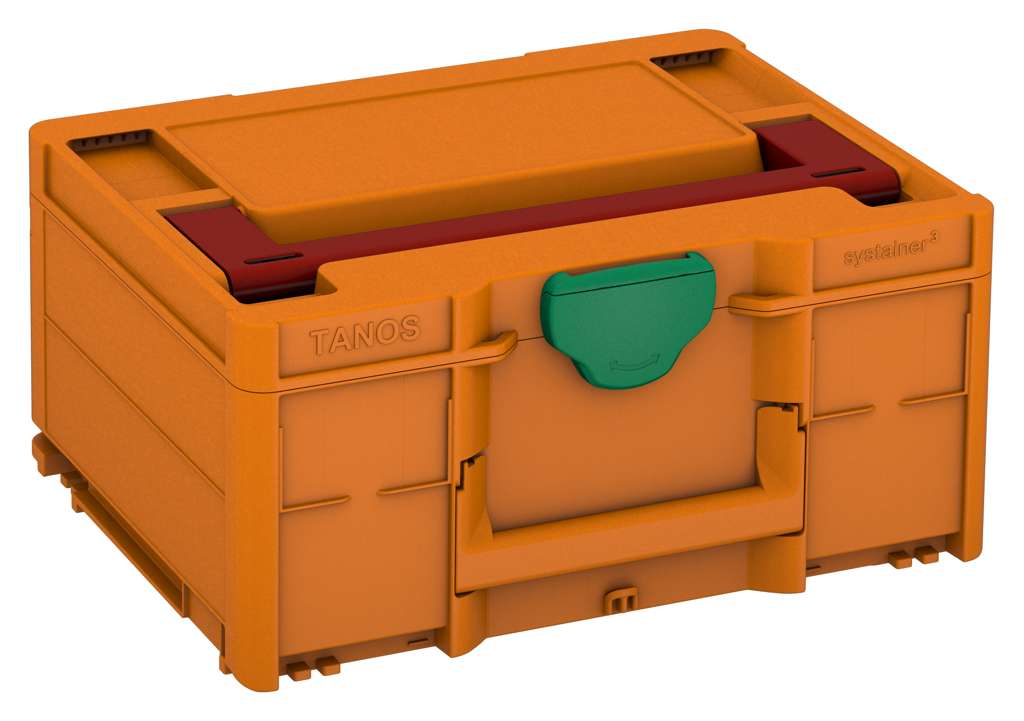 Systainer³ M 187, Deep Orange with Carmine Red lid handle and Signal Green catches