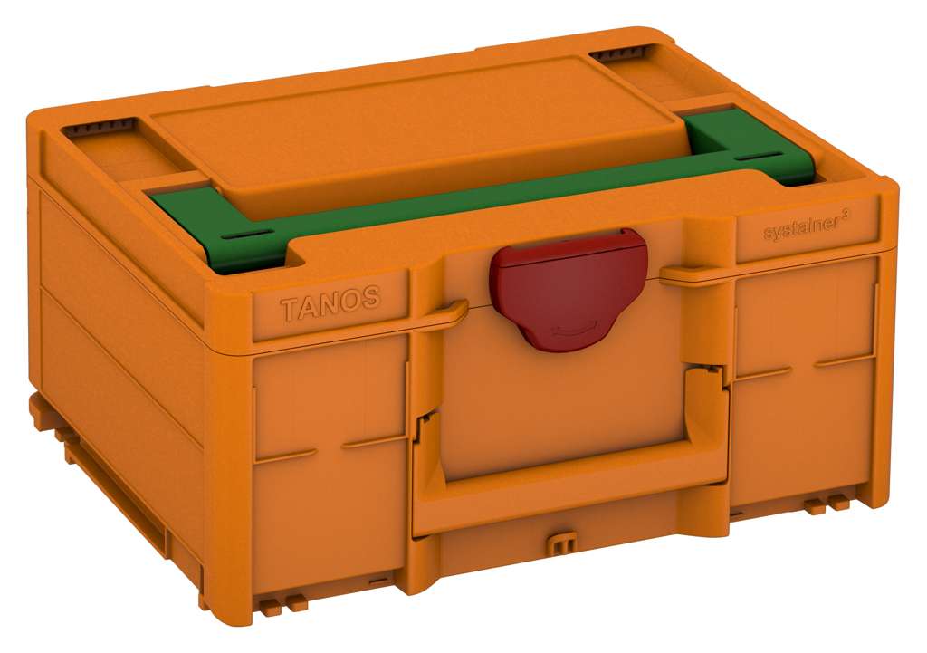 Systainer³ M 187, Deep Orange with Emerald Green lid handle and Carmine Red catches