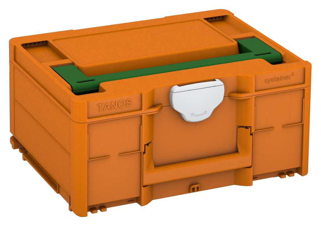 Systainer³ M 187, Deep Orange with Emerald Green lid handle and Light Grey catches