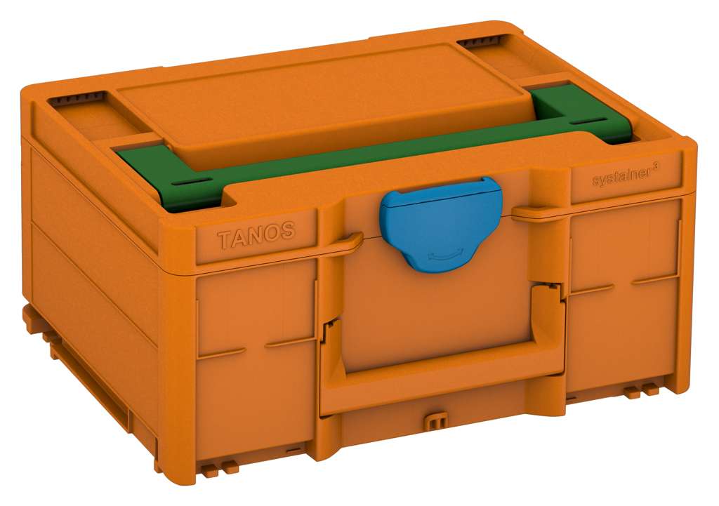 Systainer³ M 187, Deep Orange with Emerald Green lid handle and Sky Blue catches