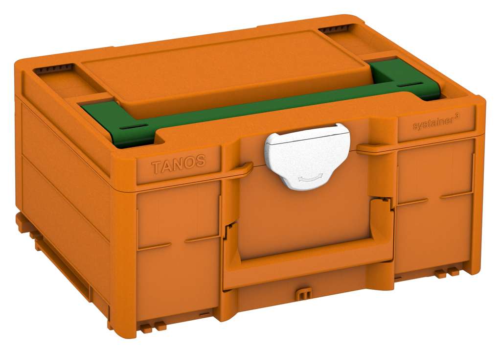 Systainer³ M 187, Deep Orange with Emerald Green lid handle and White catches