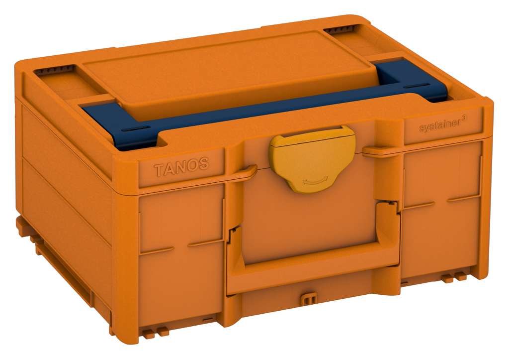 Systainer³ M 187, Deep Orange with Sapphire Blue lid handle and Daffodil Yellow catches