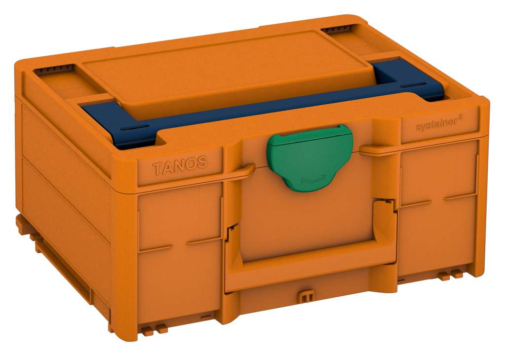 Systainer³ M 187, Deep Orange with Sapphire Blue lid handle and Signal Green catches