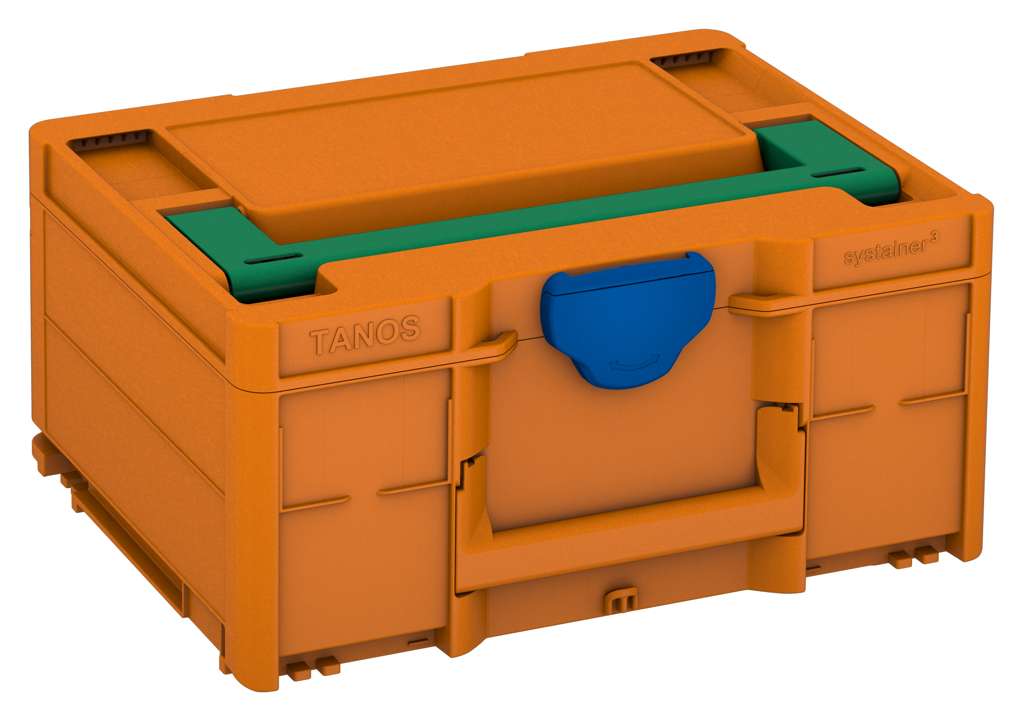 Systainer³ M 187, Deep Orange with Signal Green lid handle and Signal Blue catches
