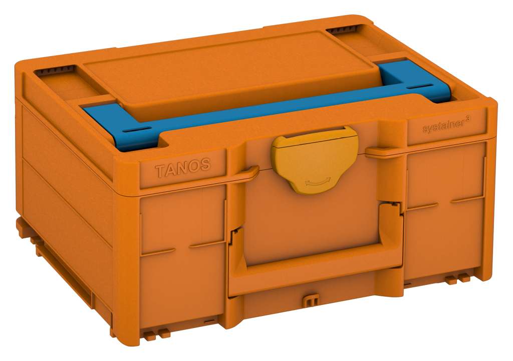 Systainer³ M 187, Deep Orange with Sky Blue lid handle and Daffodil Yellow catches