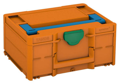 Systainer³ M 187, Deep Orange with Sky Blue lid handle and Signal Green catches
