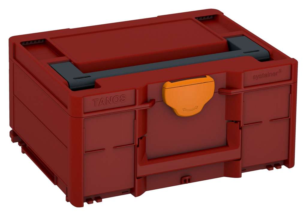 Systainer³ M 187, Carmine Red with Anthracite lid handle and Deep Orange catches