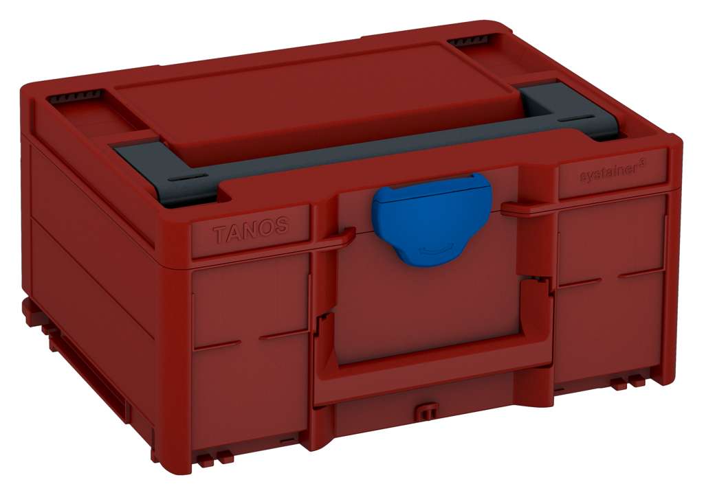 Systainer³ M 187, Carmine Red with Anthracite lid handle and Signal Blue catches