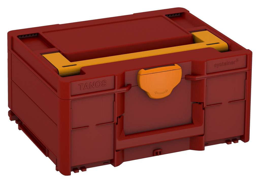 Systainer³ M 187, Carmine Red with Daffodil Yellow lid handle and Deep Orange catches