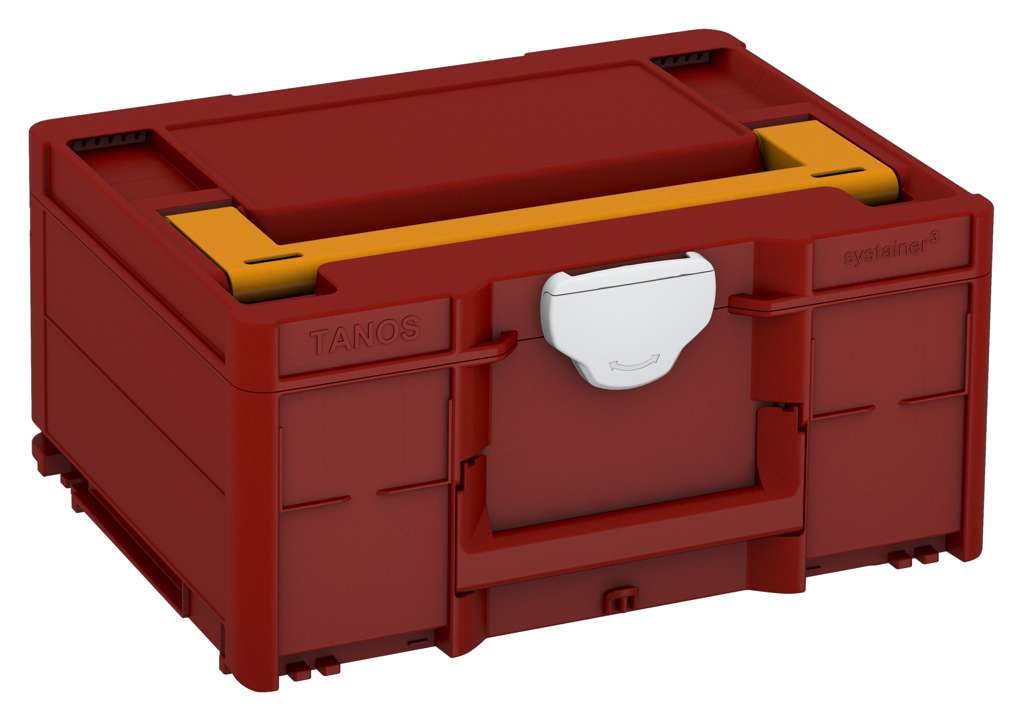 Systainer³ M 187, Carmine Red with Daffodil Yellow lid handle and Light Grey catches