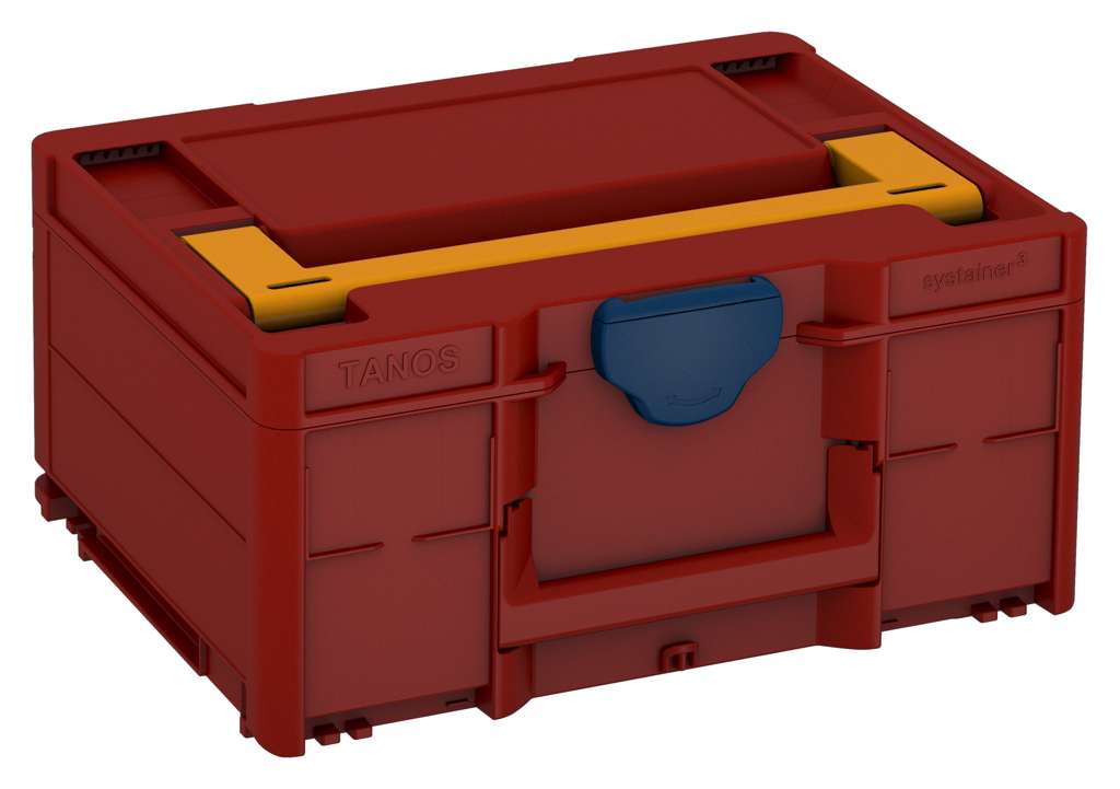 Systainer³ M 187, Carmine Red with Daffodil Yellow lid handle and Sapphire Blue catches