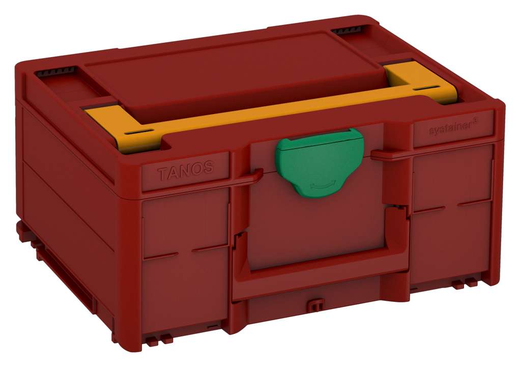 Systainer³ M 187, Carmine Red with Daffodil Yellow lid handle and Signal Green catches