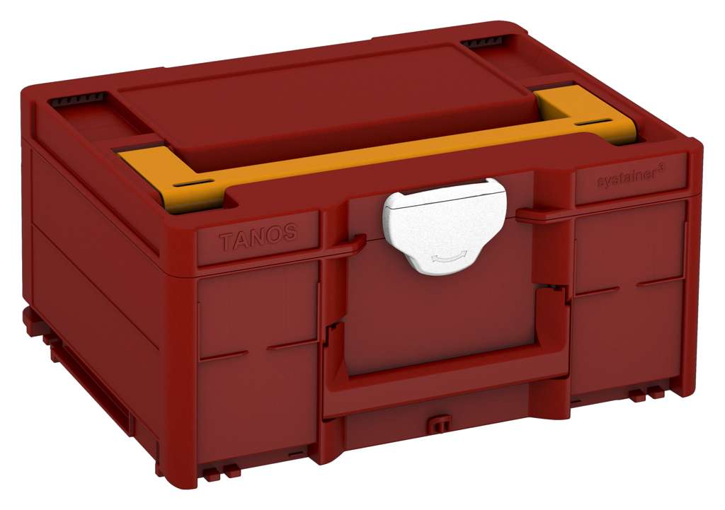 Systainer³ M 187, Carmine Red with Daffodil Yellow lid handle and White catches