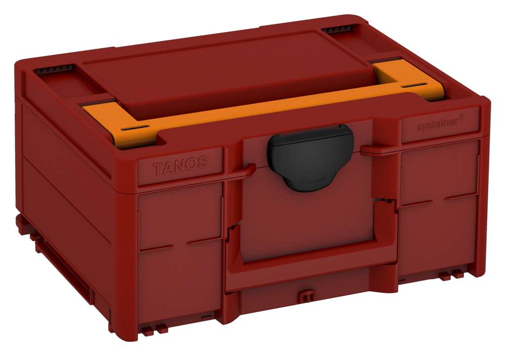 Systainer³ M 187, Carmine Red with Deep Orange lid handle and Black catches