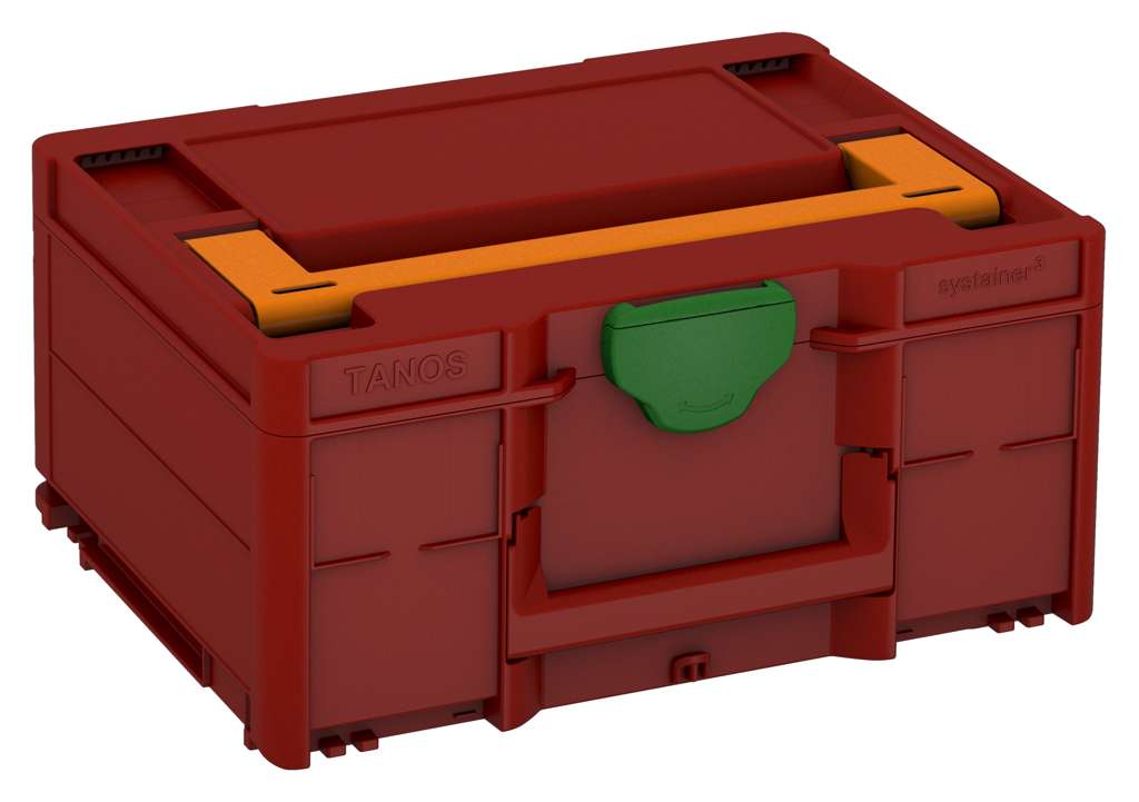 Systainer³ M 187, Carmine Red with Deep Orange lid handle and Emerald Green catches