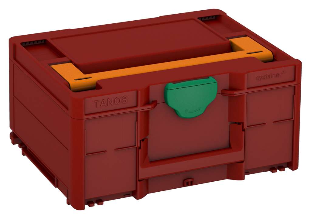Systainer³ M 187, Carmine Red with Deep Orange lid handle and Signal Green catches