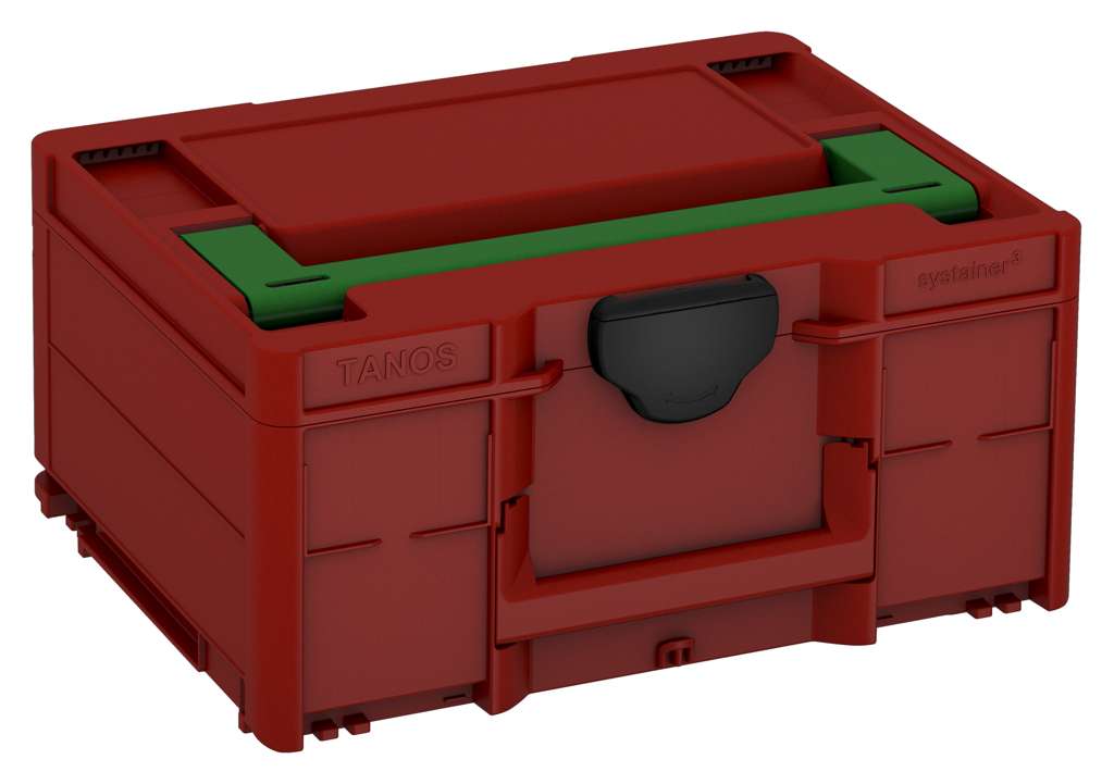 Systainer³ M 187, Carmine Red with Emerald Green lid handle and Black catches