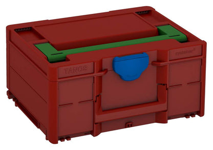 Systainer³ M 187, Carmine Red with Emerald Green lid handle and Signal Blue catches