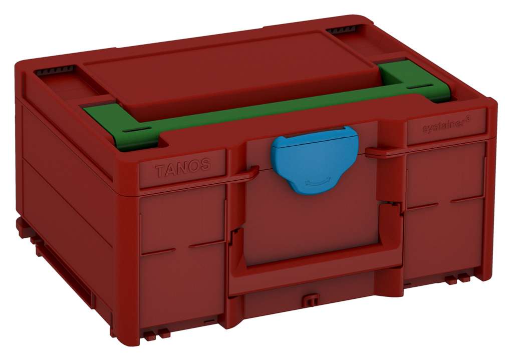 Systainer³ M 187, Carmine Red with Emerald Green lid handle and Sky Blue catches