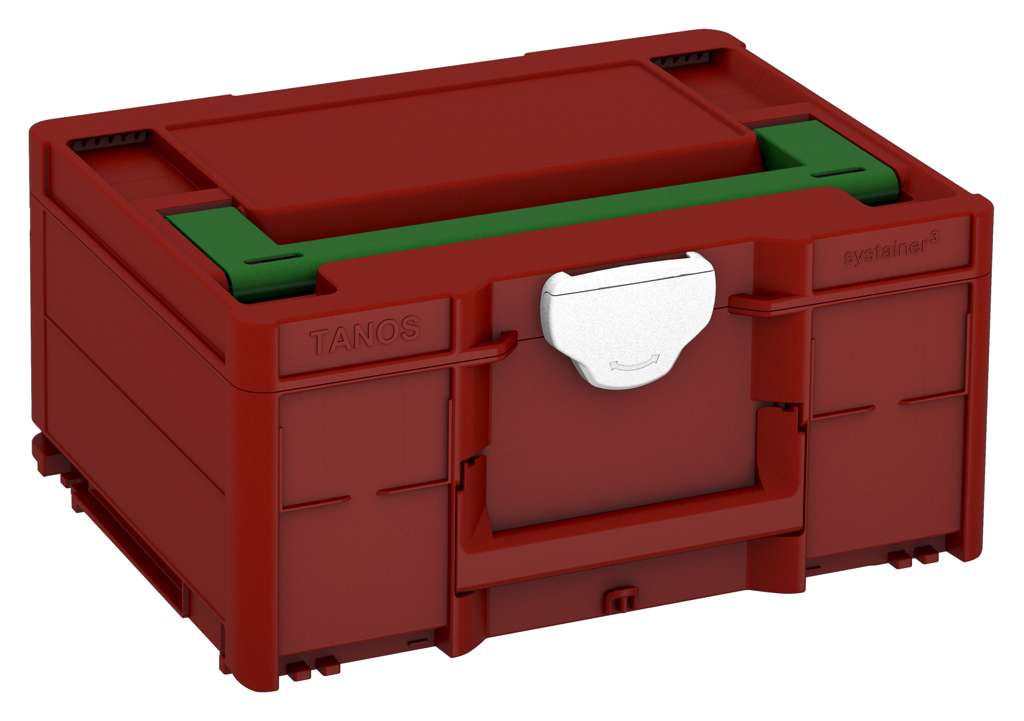 Systainer³ M 187, Carmine Red with Emerald Green lid handle and White catches