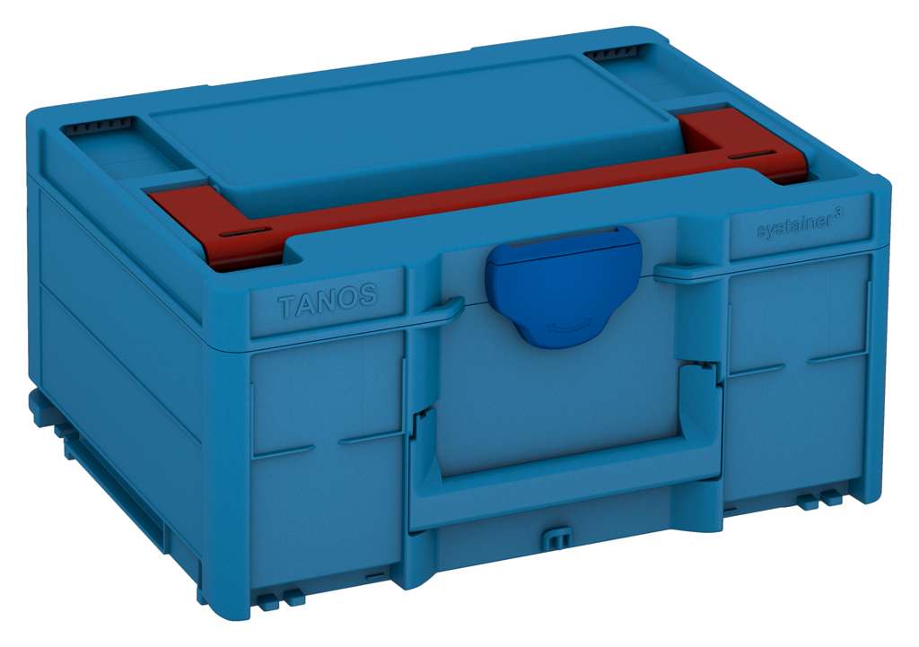 Systainer³ M 187, Sky Blue with Carmine Red lid handle and Signal Blue catches