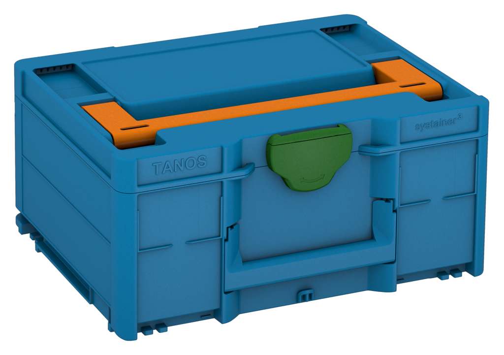 Systainer³ M 187, Sky Blue with Deep Orange lid handle and Emerald Green catches