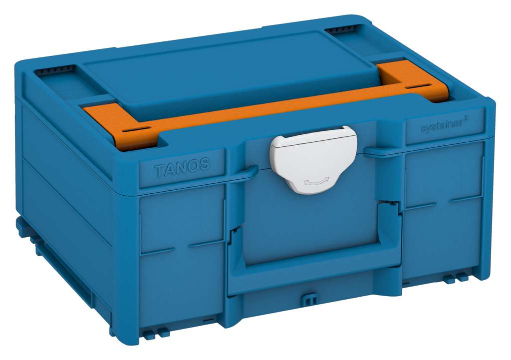 Systainer³ M 187, Sky Blue with Deep Orange lid handle and Light Grey catches