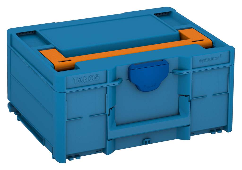 Systainer³ M 187, Sky Blue with Deep Orange lid handle and Signal Blue catches