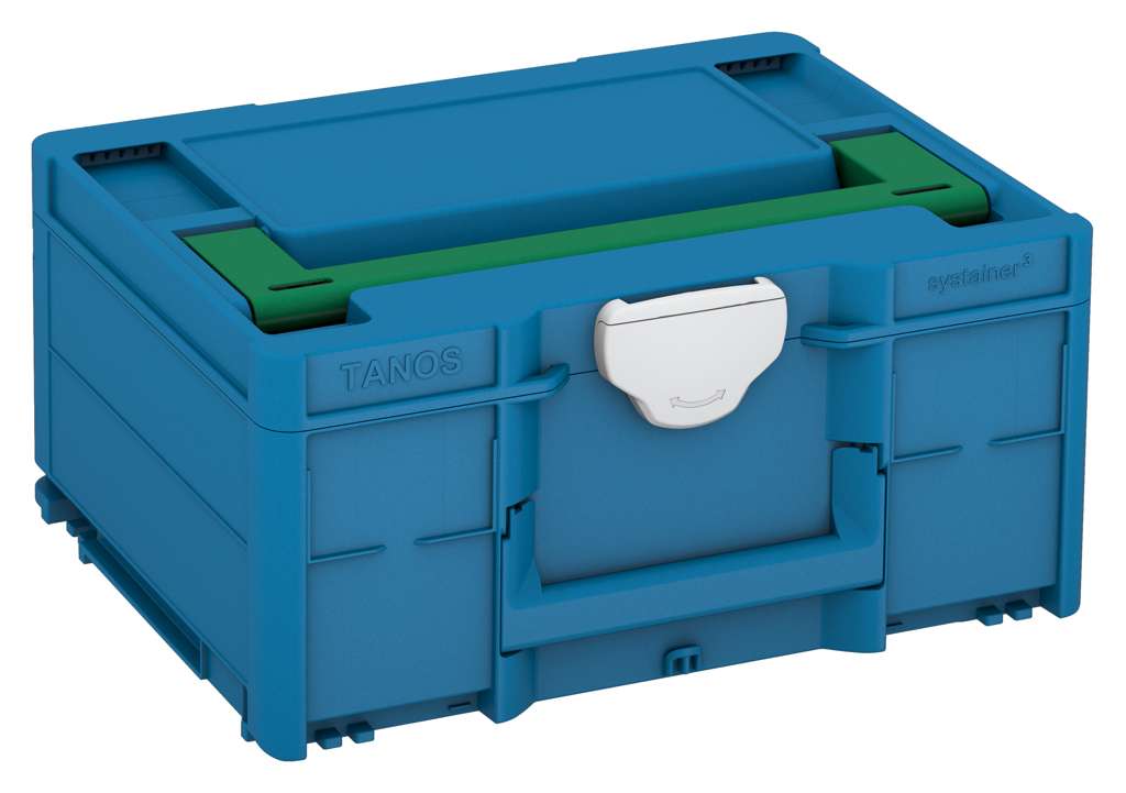 Systainer³ M 187, Sky Blue with Signal Green lid handle and Light Grey catches
