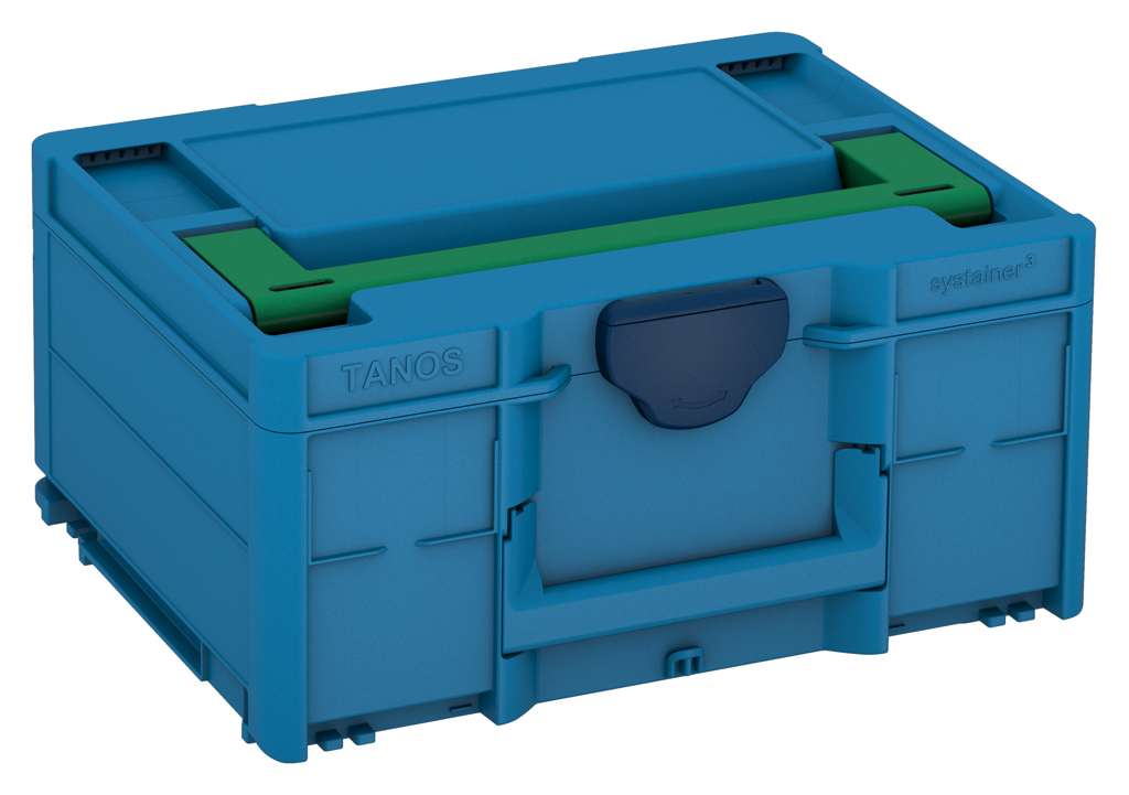 Systainer³ M 187, Sky Blue with Signal Green lid handle and Sapphire Blue catches