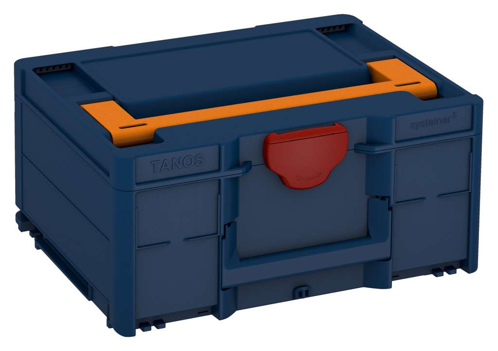 Systainer³ M 187, Sapphire Blue with Deep Orange lid handle and Carmine Red catches