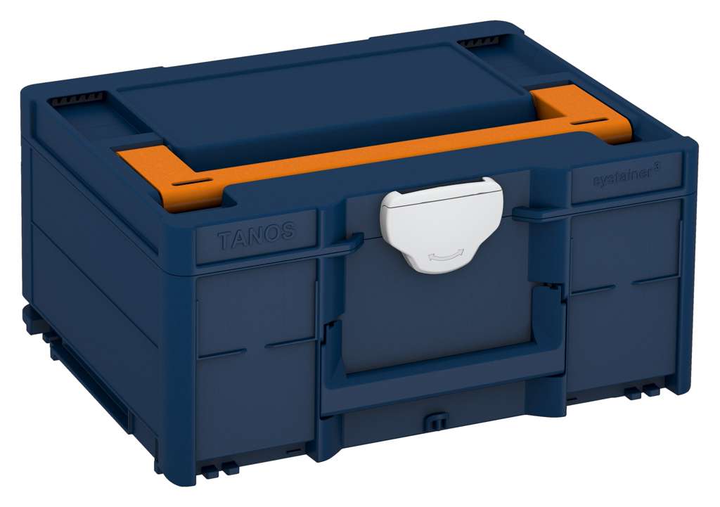 Systainer³ M 187, Sapphire Blue with Deep Orange lid handle and Light Grey catches