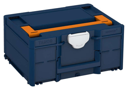 Systainer³ M 187, Sapphire Blue with Deep Orange lid handle and Light Grey catches