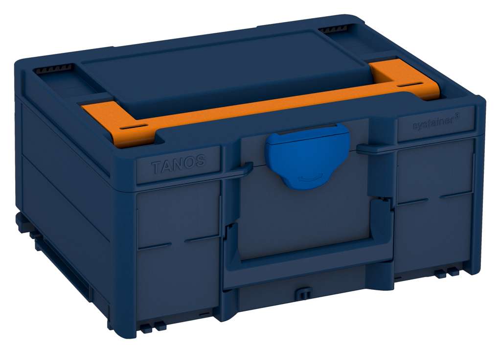 Systainer³ M 187, Sapphire Blue with Deep Orange lid handle and Signal Blue catches